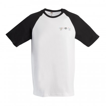Olympisch T-shirt voor mannen met mouwen in zwarte contrastkleur 