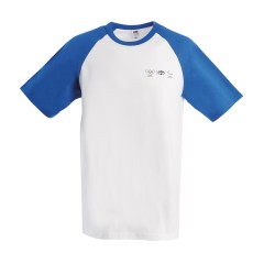 Olympisch T-shirt voor mannen met mouwen in blauwe contrastkleur 